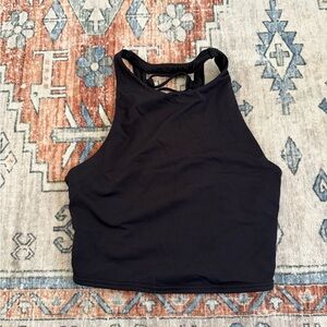Black High Neck Crop Top